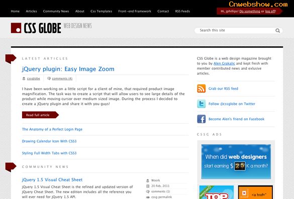 設(shè)計師必看網(wǎng)站推薦：cssglobe